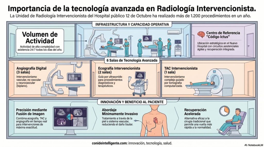 La Unidad de Radiología Intervencionista del Hospital público 12 de Octubre de la Comunidad de Madrid ha realizado más de 1.200 procedimientos en un año.