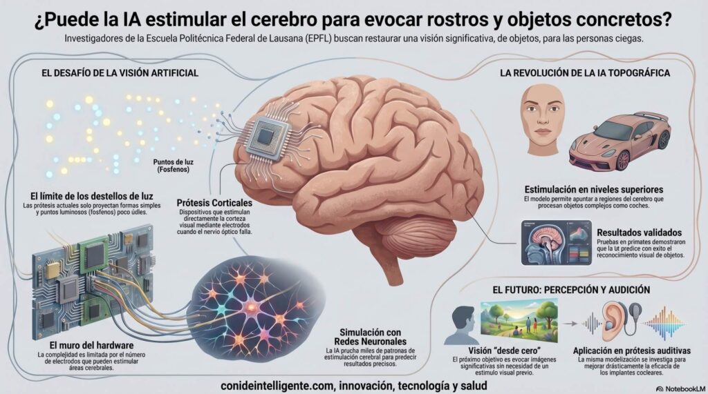 Investigadores de la EPFL desarrollan modelos de IA capaces de predecir dónde estimular el cerebro para evocar rostros y objetos concretos.